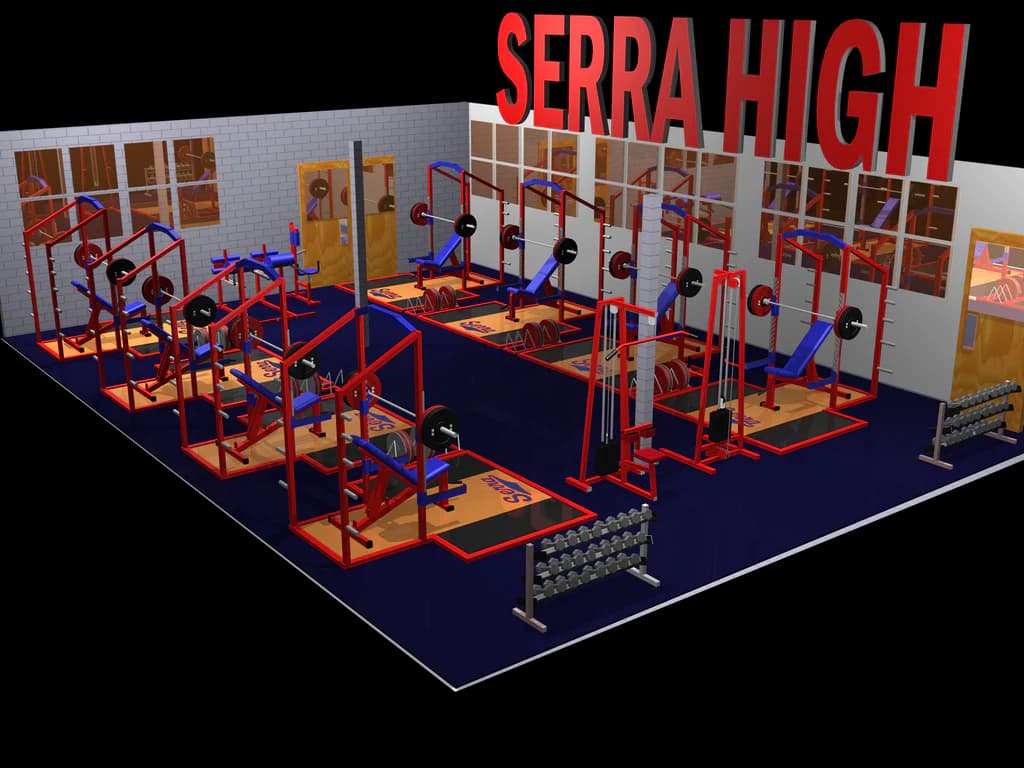A BFS 3D weight room design — Serra High's room, planned before it was built
