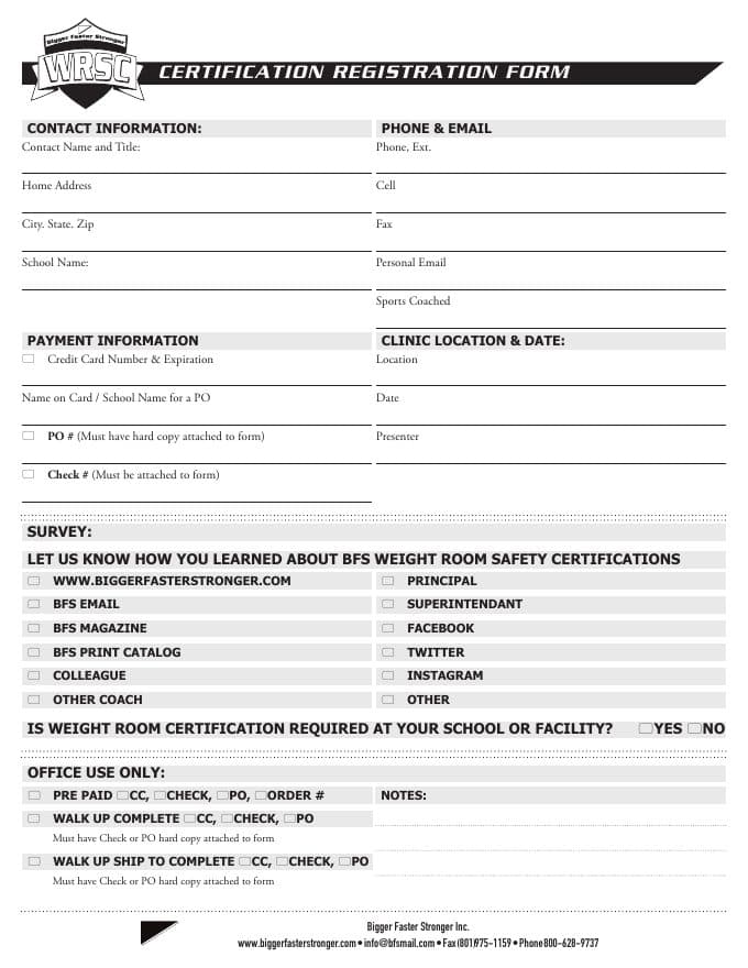 First page of Certification Registration Form (PDF preview)