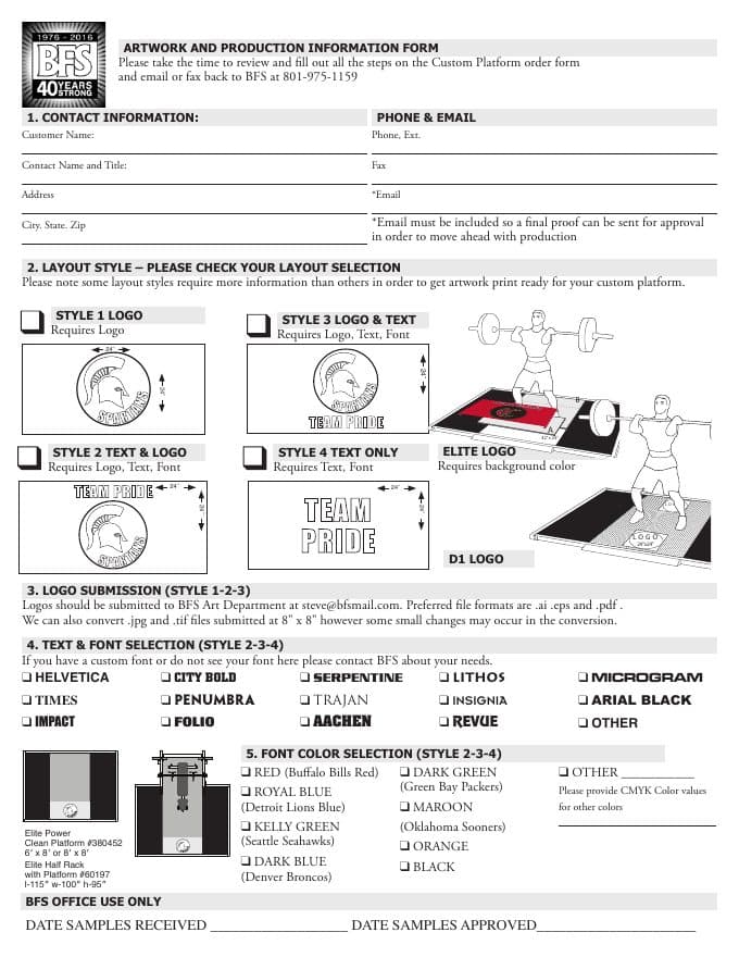 First page of Custom Platform Logo Form (PDF preview)
