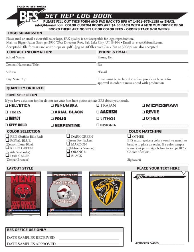 First page of Custom Set-Rep Log Book Form (PDF preview)