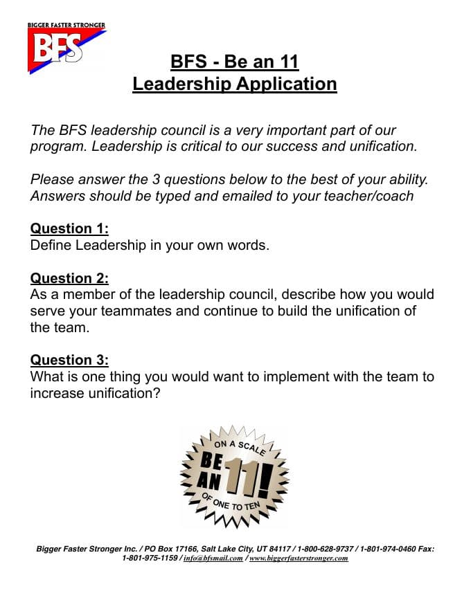First page of Leadership Council Application (PDF preview)