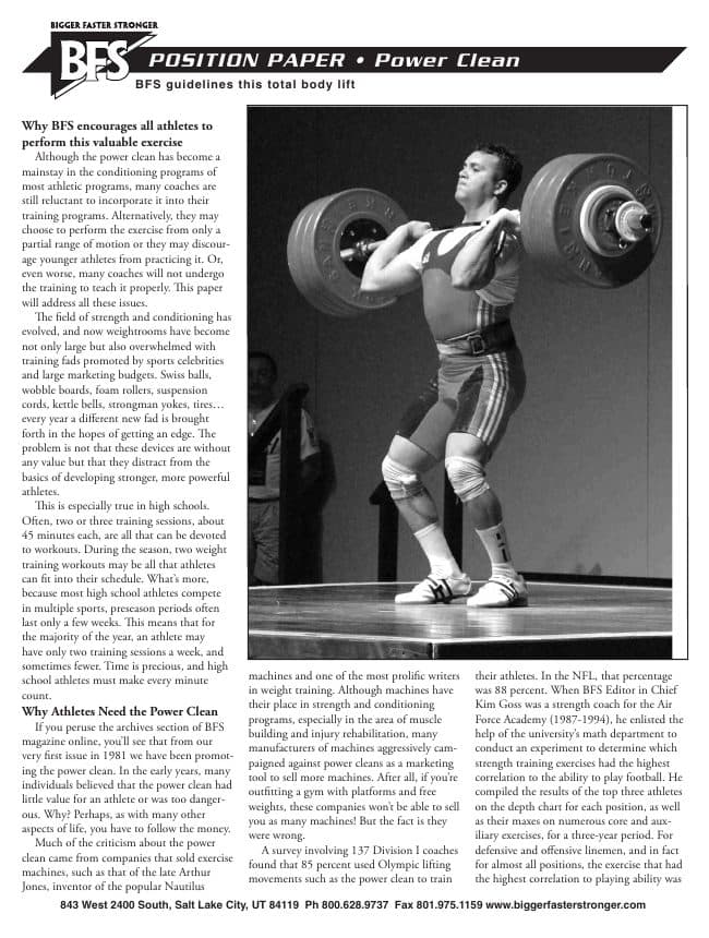 First page of The Power Clean (PDF preview)