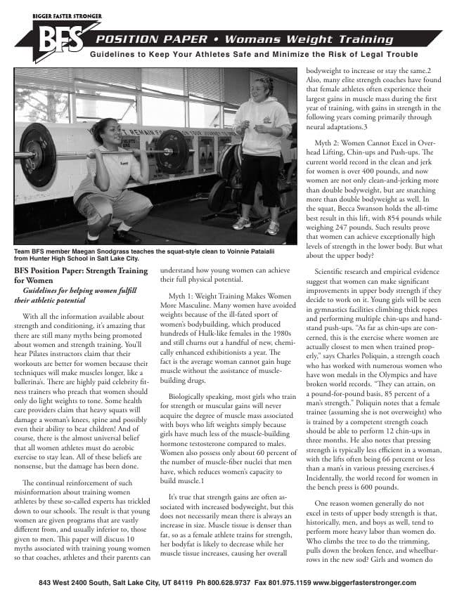 First page of Women's Weight Training (PDF preview)