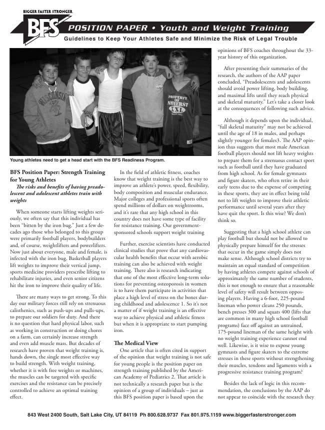 First page of Youth and Weight Training (PDF preview)