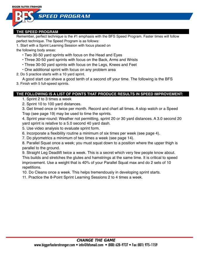 First page of Speed Program (PDF preview)