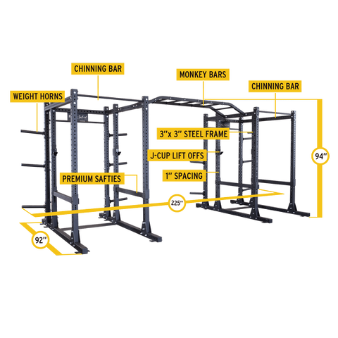 Body-Solid - PCL Power Rack Double Rack/Extension w Monkey Bar